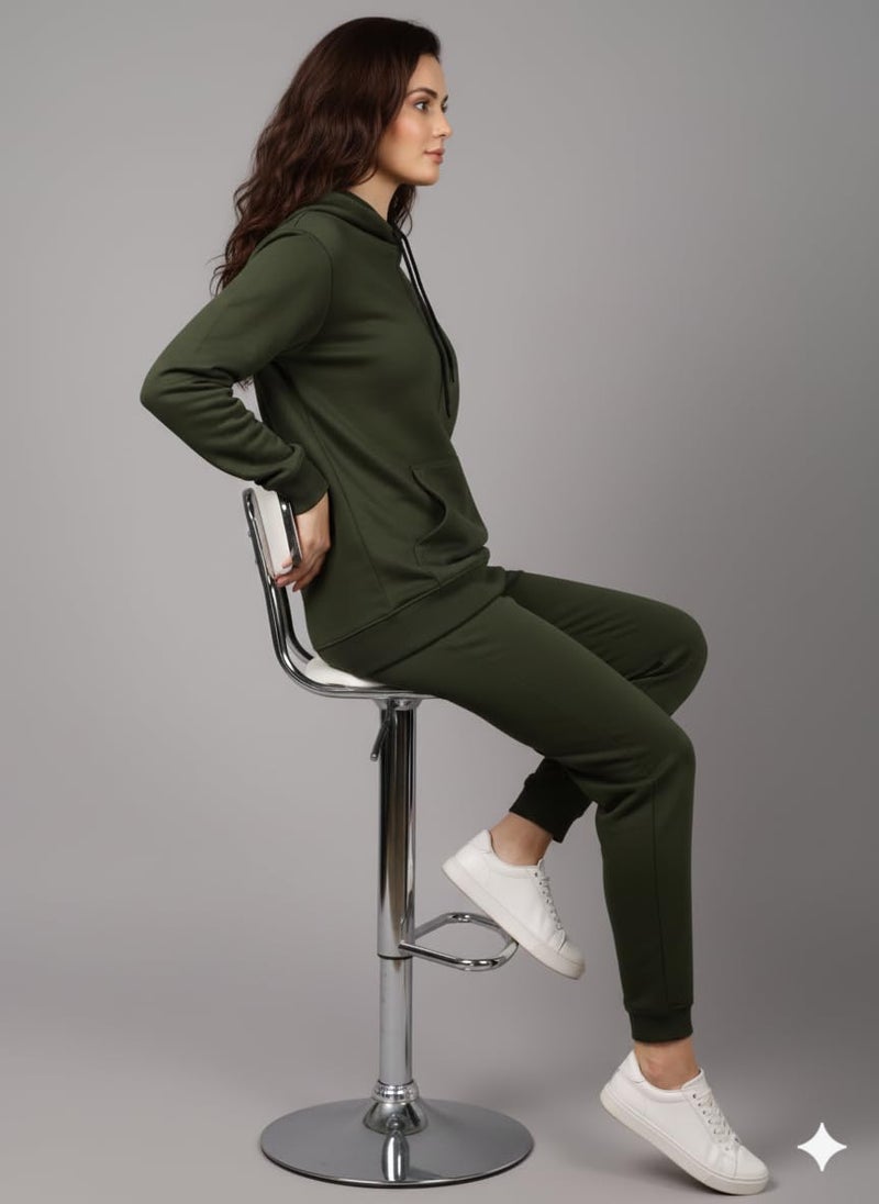 Mack Jonney Solid Track Suit for Women | Co-ord Set | Warm Fleece Tracksuit Set | Full Sleeve Hoodie-M5159 - Image 5