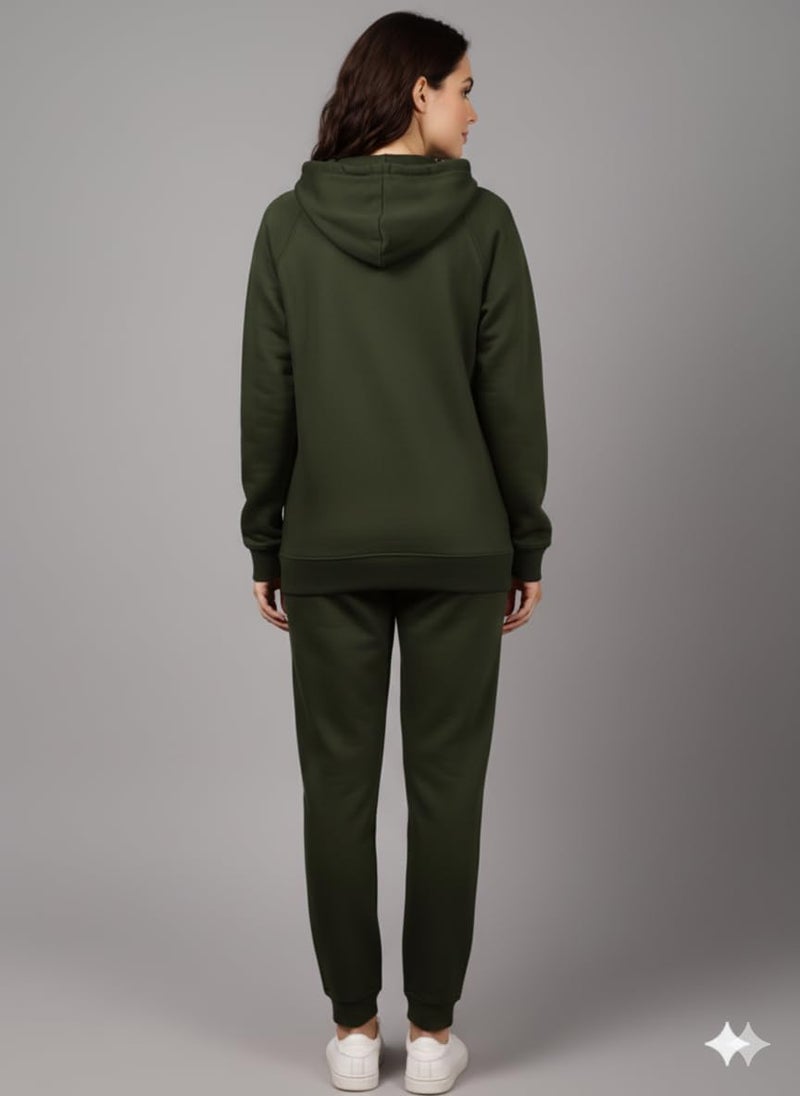 Mack Jonney Solid Track Suit for Women | Co-ord Set | Warm Fleece Tracksuit Set | Full Sleeve Hoodie-M5159 - Image 4