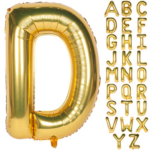 CHANGZHONG Letter Balloons 40 Inch Giant Jumbo Helium Foil Mylar for Party Decorations Gold D - Image 1