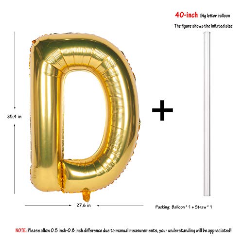 CHANGZHONG Letter Balloons 40 Inch Giant Jumbo Helium Foil Mylar for Party Decorations Gold D - Image 5