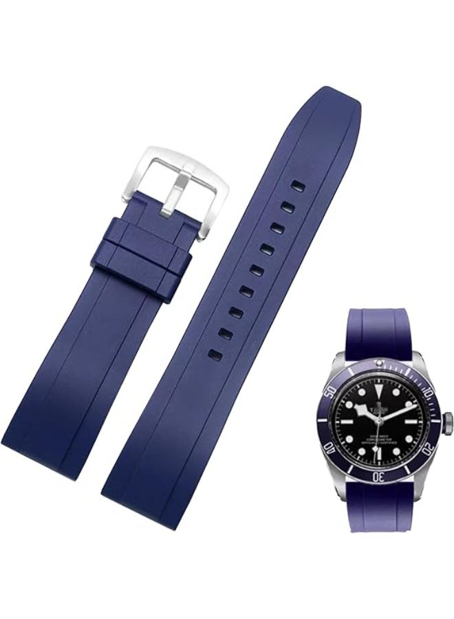 Quick Release Soft Silicone Watch Strap，Rubber Watch Bands Universal Replacement Band Strap for Men Women Blue 22mm - Image 1