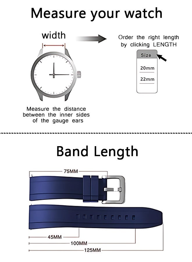 Quick Release Soft Silicone Watch Strap，Rubber Watch Bands Universal Replacement Band Strap for Men Women Blue 22mm - Image 3