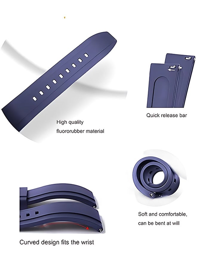 Quick Release Soft Silicone Watch Strap，Rubber Watch Bands Universal Replacement Band Strap for Men Women Blue 22mm - Image 4