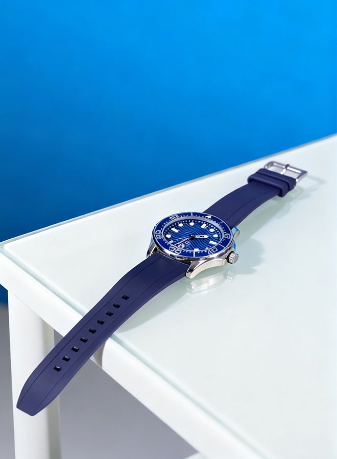 Quick Release Soft Silicone Watch Strap，Rubber Watch Bands Universal Replacement Band Strap for Men Women Blue 22mm - Image 5