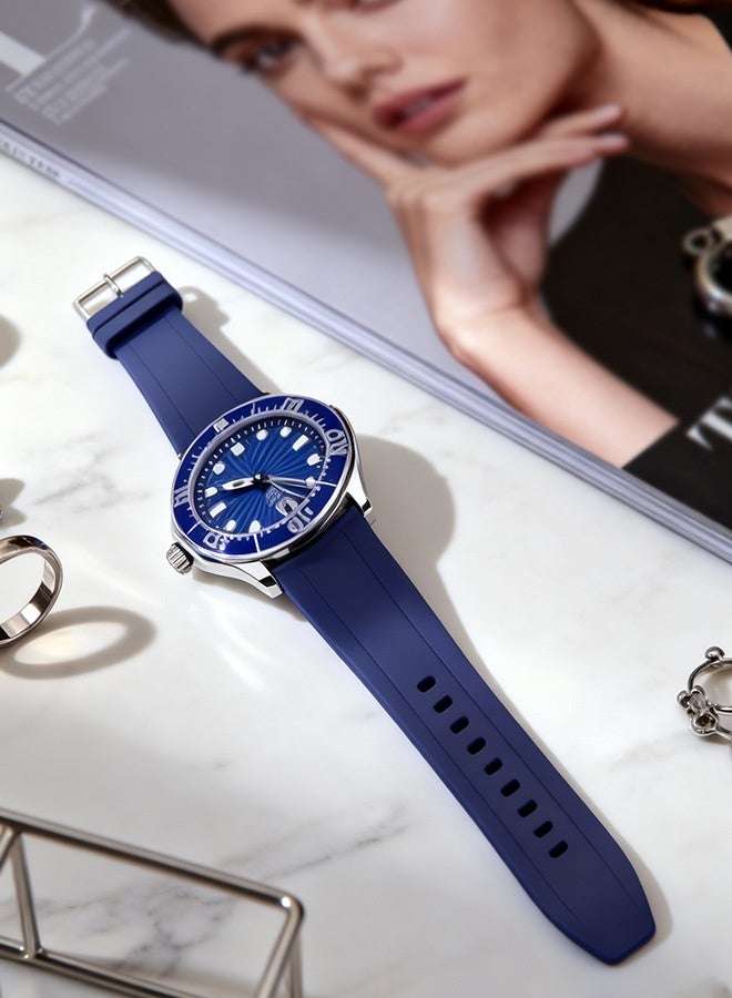 Quick Release Soft Silicone Watch Strap，Rubber Watch Bands Universal Replacement Band Strap for Men Women Blue 22mm - Image 2