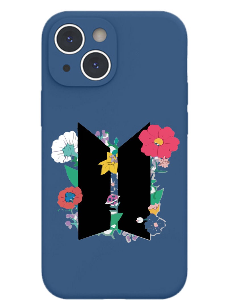 Theodor Protective Slim Fit Case Liquid Silicone Cover with Full Body Protection Anti-Scratch Shockproof Case For iPhone 13 Blue  - BTS sticker  - Image 1