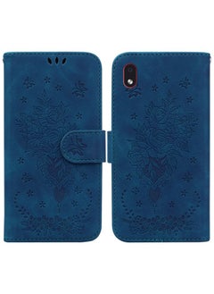Generic Case Cover For Samsung Galaxy A01 Core / M01 Core Butterfly Rose Embossed Leather Phone Case Blue 