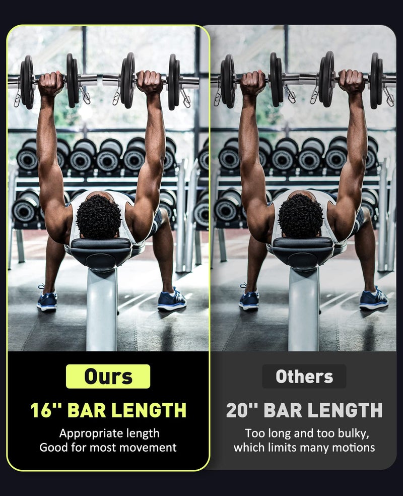 AboveGenius 16" Olympic Dumbbell Handles, Solid Steel Loadable Weight Bars for 2-Inch Plates, Adjustable Home Gym Strength Training Equipment (Includes 4 Spring Collars) - Image 5