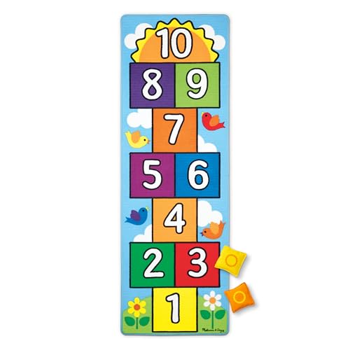 Melissa & Doug Hop and Count Hopscotch Game Rug (3 pcs, 78.5 x 26.5 inches) Classic Hopscotch Rug for Kids - Image 4