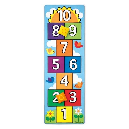 Melissa & Doug Hop and Count Hopscotch Game Rug (3 pcs, 78.5 x 26.5 inches) Classic Hopscotch Rug for Kids - Image 1