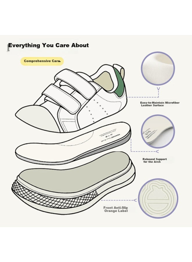 Topstar Kids White Soft Sole Sneakers Baby Girls Sports Shoes Spring New Boys Breathable Shoes White/pink Size 29 - Image 1
