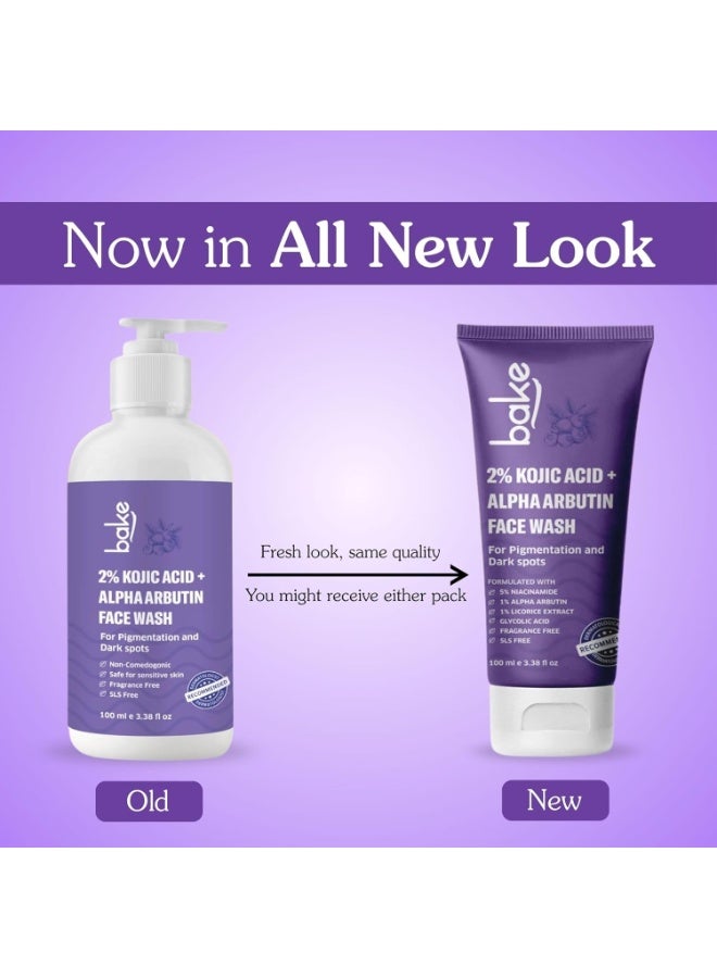 BAKE 2% Kojic Acid Brightening Face Wash Dual Action Formula with Alpha Arbutin & Niacinamide | De-Tan Wash | For Pigmentation, Dark Spots & Tan Removal | Anti Pigmentation Daily Wash - 100ml - Image 3