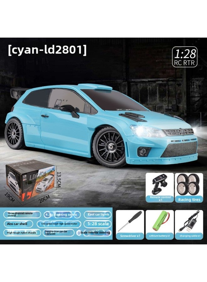 Landa Technology LD2801 Four-wheel Drive Full Scale Polo Model 1/28 Drift RC Remote Control Car Electric Toy-Color:Jade Blue (3.7v)-Scale:1:28 - Image 1
