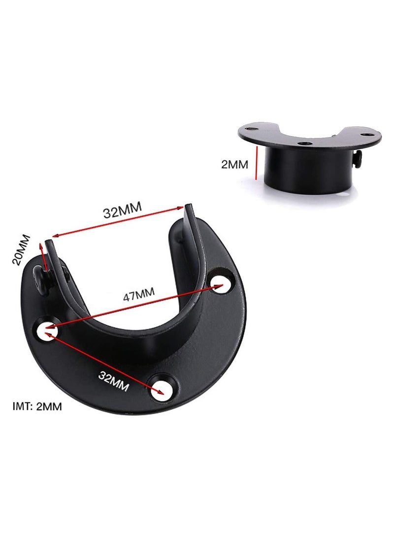 U-Shaped Closet Rod Bracket Stainless Steel Holder 6 Pack Pole Socket Black Support Brackets Heavy Duty Shower - Image 5