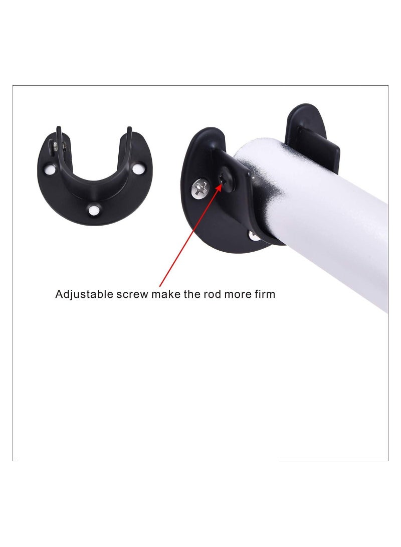 U-Shaped Closet Rod Bracket Stainless Steel Holder 6 Pack Pole Socket Black Support Brackets Heavy Duty Shower - Image 4