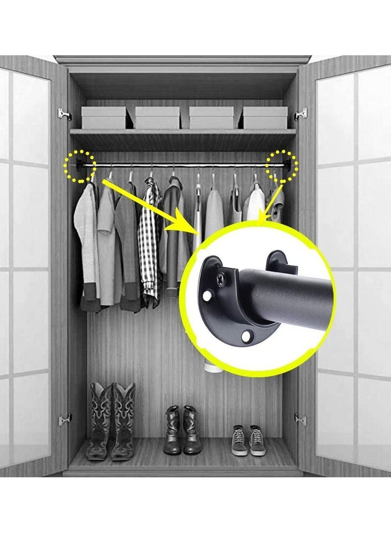 U-Shaped Closet Rod Bracket Stainless Steel Holder 6 Pack Pole Socket Black Support Brackets Heavy Duty Shower - Image 3