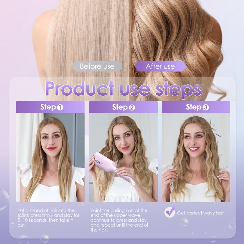 NOVUS Curling Iron Hair Crimper Waver - 1.25 Inch Anti-Scald Waves Curling Wand, Ionic Deep Waver Hair Curler Tool with Ceramic 2 Barrel for All Hair Types, Auto Shutdown Protection - Image 2