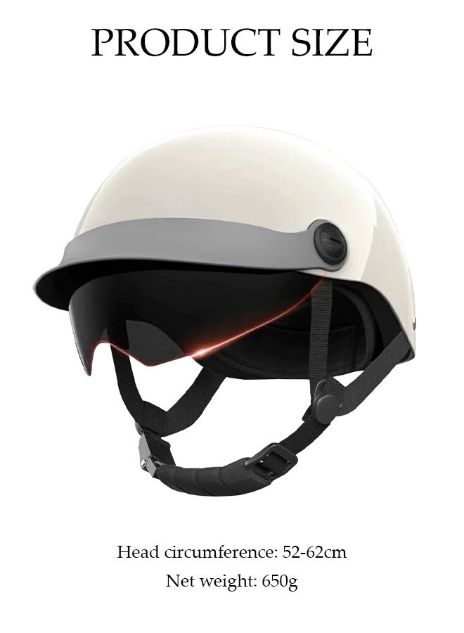 DUNISO 3C Certified Electric Vehicle Helmet，Summer Motorbike Half helmet with Sun-Protection Short Goggles，Safe and Comfortable，Breathable, Sturdy and Durable，Unisex，White  - Image 2