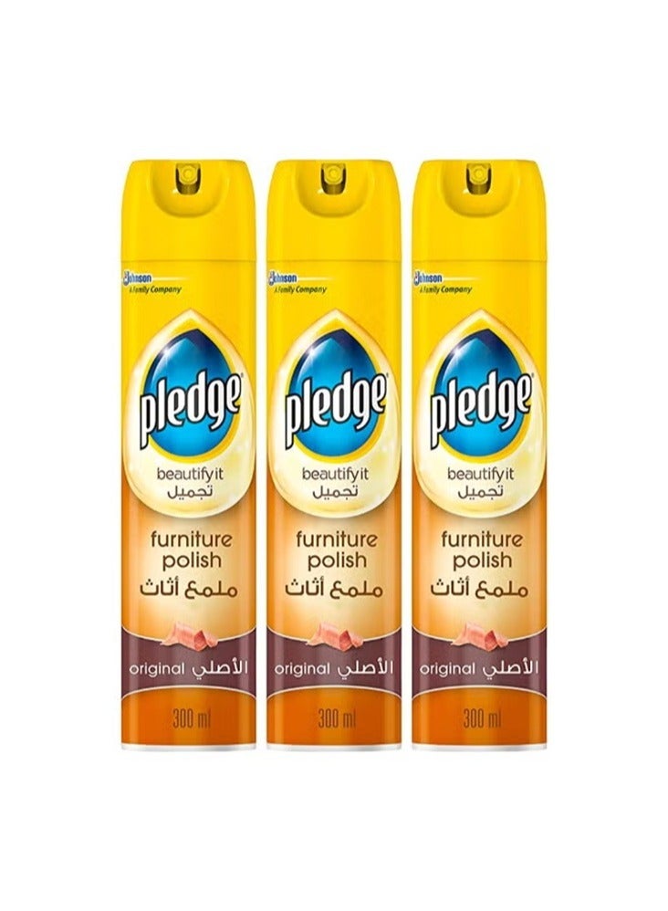 Pledge Original Furniture Polish, 300ml × 2+1 - Image 1
