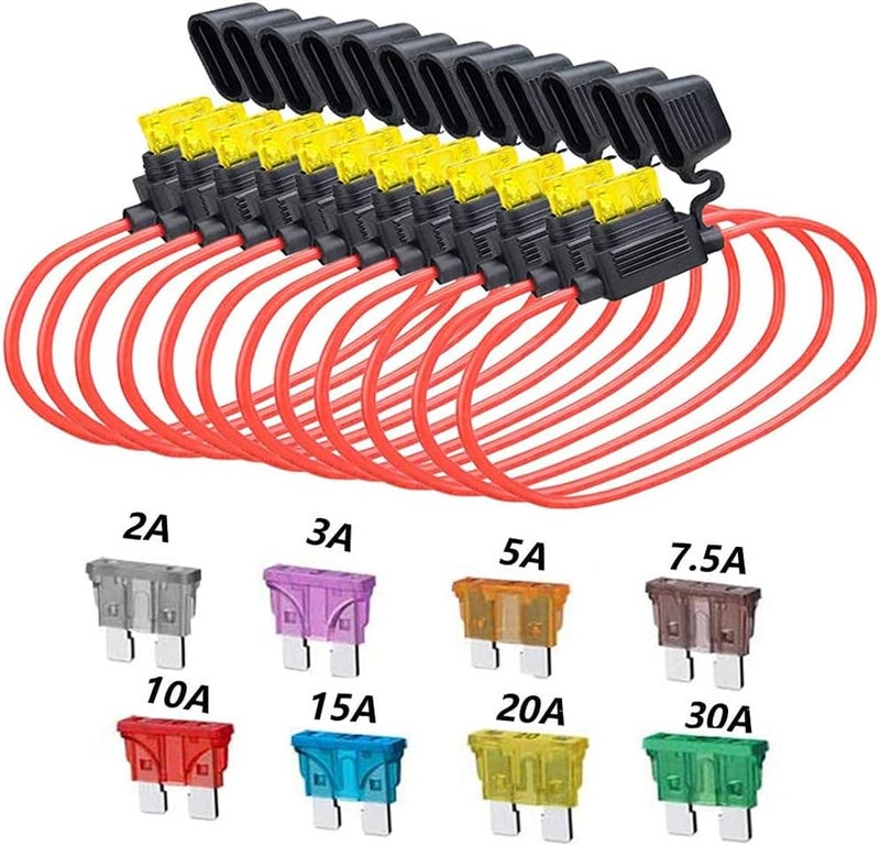 Elefama Youngneer 14 Gauge Inline Fuse Holder Kit with 60 Standard Car Fuses - Image 1