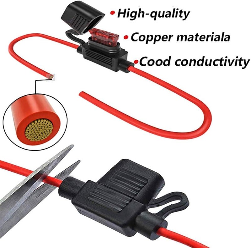 Elefama Youngneer 14 Gauge Inline Fuse Holder Kit with 60 Standard Car Fuses - Image 2