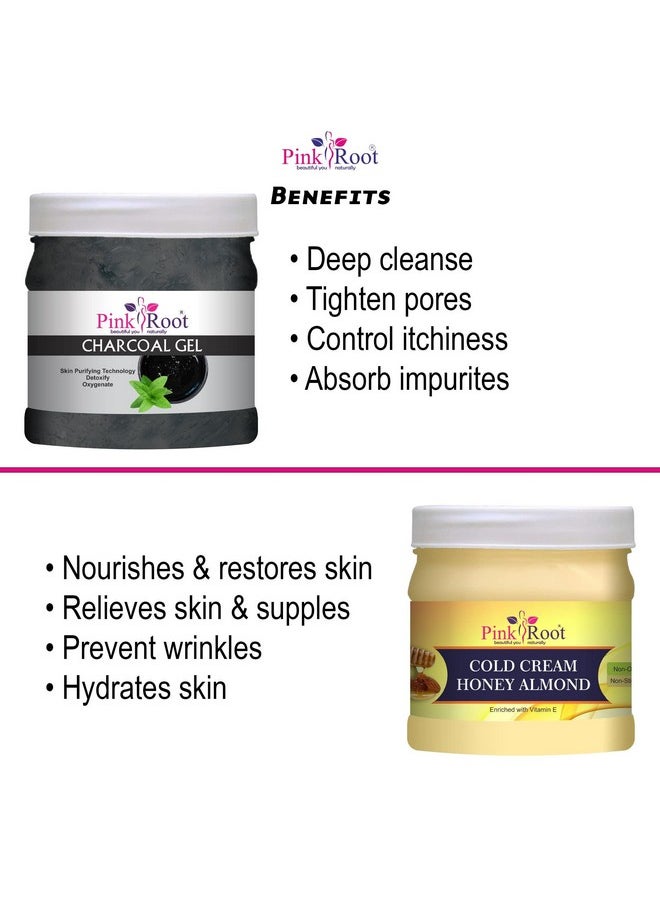 Pink Root - Pink Root Charcoal Gel 500gm with Honey Almond Cold Cream 500gm - Image 1