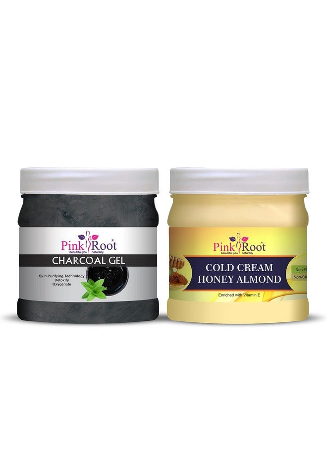 Pink Root - Pink Root Charcoal Gel 500gm with Honey Almond Cold Cream 500gm - Image 1