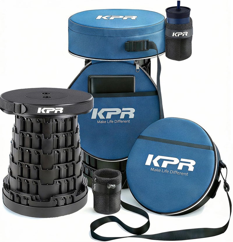 KPR 2026 Upgraded Collapsible Stool & 3IN1 Cushioned Carry Bag, Portable Telescopic Camping Chair, Adjustable Height Folding Step Stool Retractable Seat or Footrest for Outdoors & Indoor, Max 620lbs - Image 1