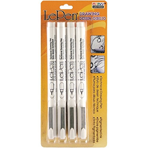 مجموعة أدوات الرسم الفني Le Pen من UCHIDA OF AMERICA CORP 4Pkg 05mm 1mm 5mm 8mm أسود