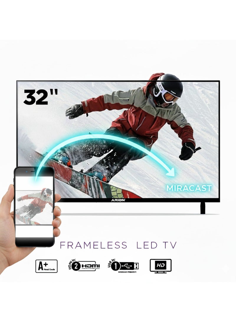 أريون تلفزيون 32 بوصة LED عالية الوضوح مقاس بخاصيه الميراكاست بدون إطار AR-32RA410F - Image 3