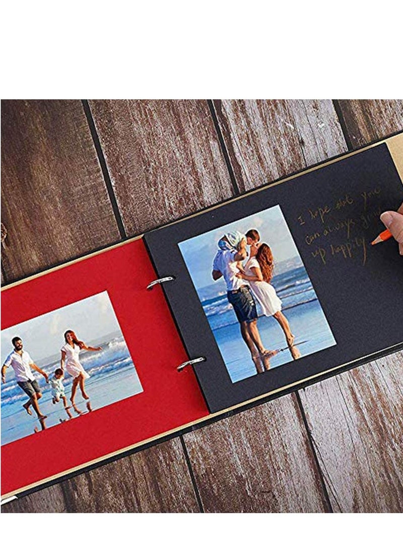 A4 Photo Album DIY Vintage Scrapbook Love Heart Black Pages Wedding Kits - Image 2