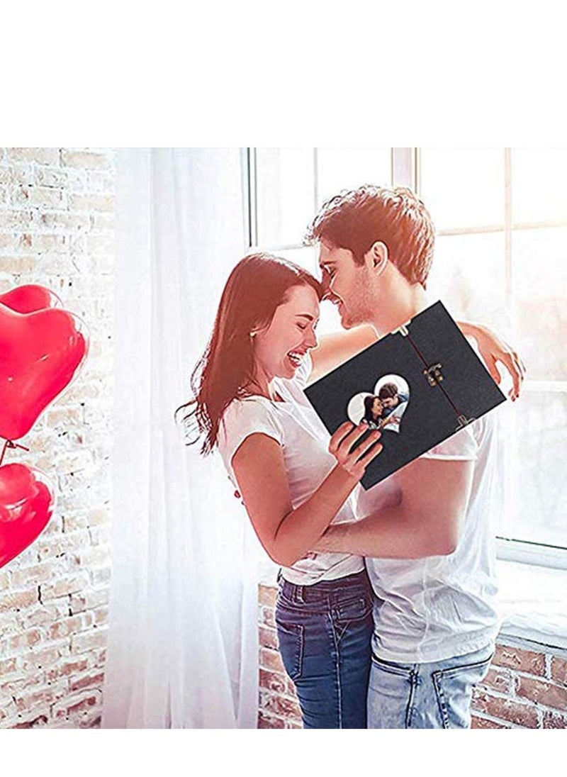 A4 Photo Album DIY Vintage Scrapbook Love Heart Black Pages Wedding Kits - Image 3