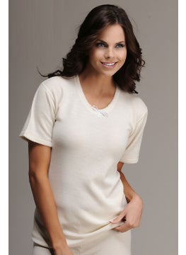 Underwear 201 Cream Women Short Sleeve Wool Underwear Thermal Camisole