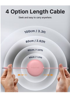 VOLTME 100W Retractable USB Type-C Cable 1m, 5A Fast Charging with Power Delivery, Type-C to Type-C Car Charger Cable, Compatible with iPhone 16 Pro/16 Pro Max/16 Plus, iPhone 15 Series, iPad Mini 6, MacBook Pro/Air, iPad Pro, Samsung S25/S24/S23 Ultra, Huawei P60, High-Speed ​​Charging Cable with Power Delivery - Pink  - Image 3