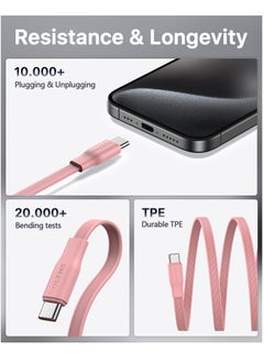 VOLTME 100W Retractable USB Type-C Cable 1m, 5A Fast Charging with Power Delivery, Type-C to Type-C Car Charger Cable, Compatible with iPhone 16 Pro/16 Pro Max/16 Plus, iPhone 15 Series, iPad Mini 6, MacBook Pro/Air, iPad Pro, Samsung S25/S24/S23 Ultra, Huawei P60, High-Speed ​​Charging Cable with Power Delivery - Pink  - Image 5