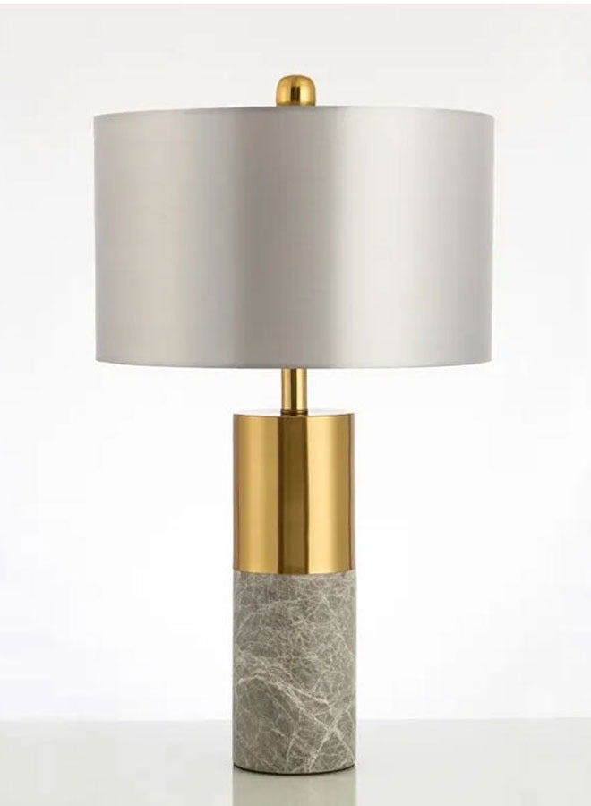 إنارة سيرة اباجورة إضاءة كلاسيك رخام رمادي ونصف ذهبي غطا أبيض