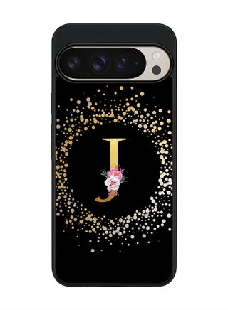 Custom Monogram Floral - J ( Black )