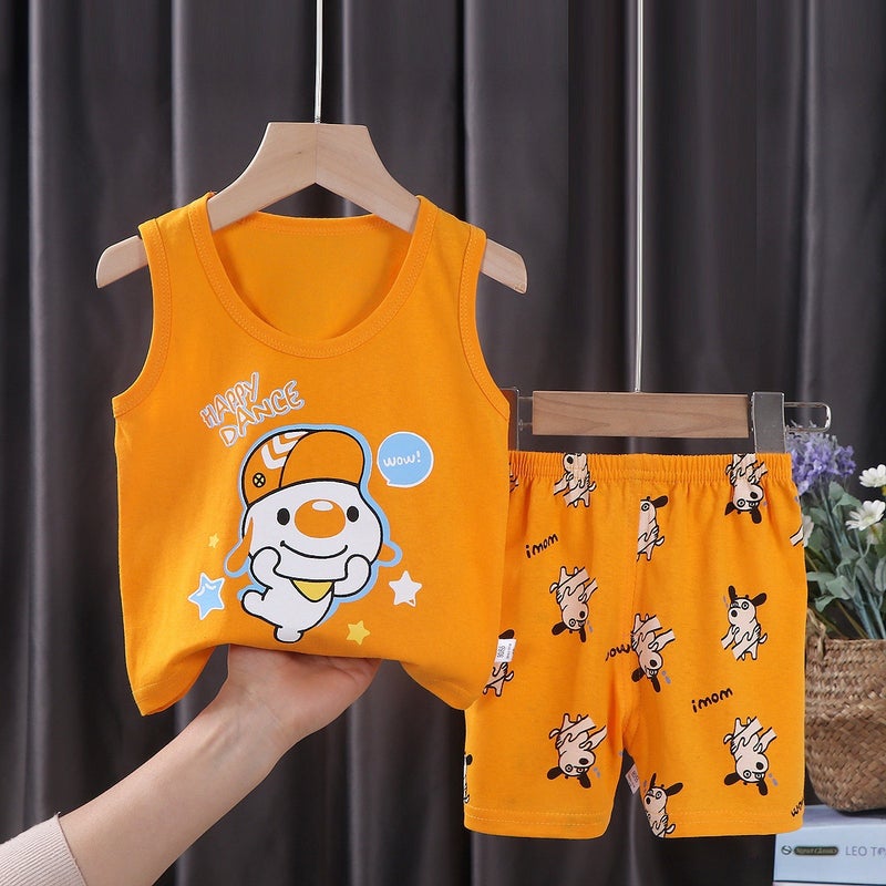 Kids Summer Cotton Vest Set E10-Hat Dog 