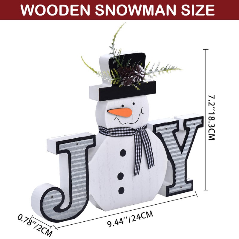 IDATOO Wooden Christmas Block Sign  Snowman Decor  Premium Winter Decorations for Home  Indoor Snowman Decorations  Christmas Joy Sign for Mantel  Table Centerpiece  Holiday Decor (White) - Image 4