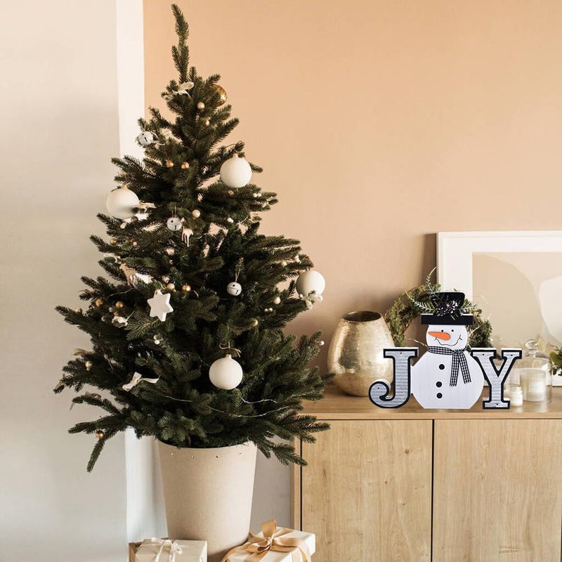 IDATOO Wooden Christmas Block Sign  Snowman Decor  Premium Winter Decorations for Home  Indoor Snowman Decorations  Christmas Joy Sign for Mantel  Table Centerpiece  Holiday Decor (White) - Image 5