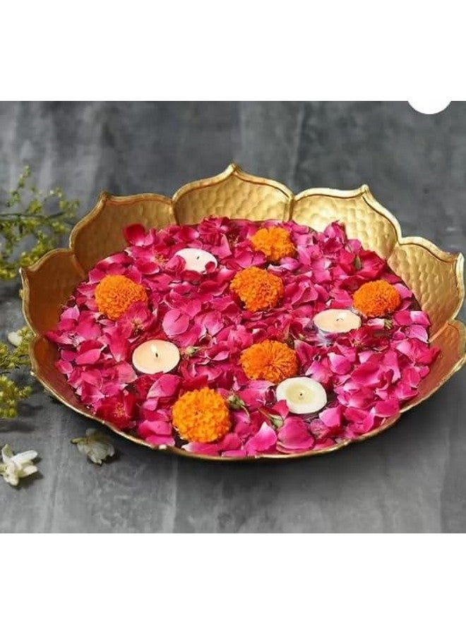 Klassic 12Inch Decorative Floral Urli Bowl | For Floating Flowers & Tea Light Candles | Diwali Decoration Items For Home | Aluminium | (Glossy Golden,Pack Of 1) - Image 1