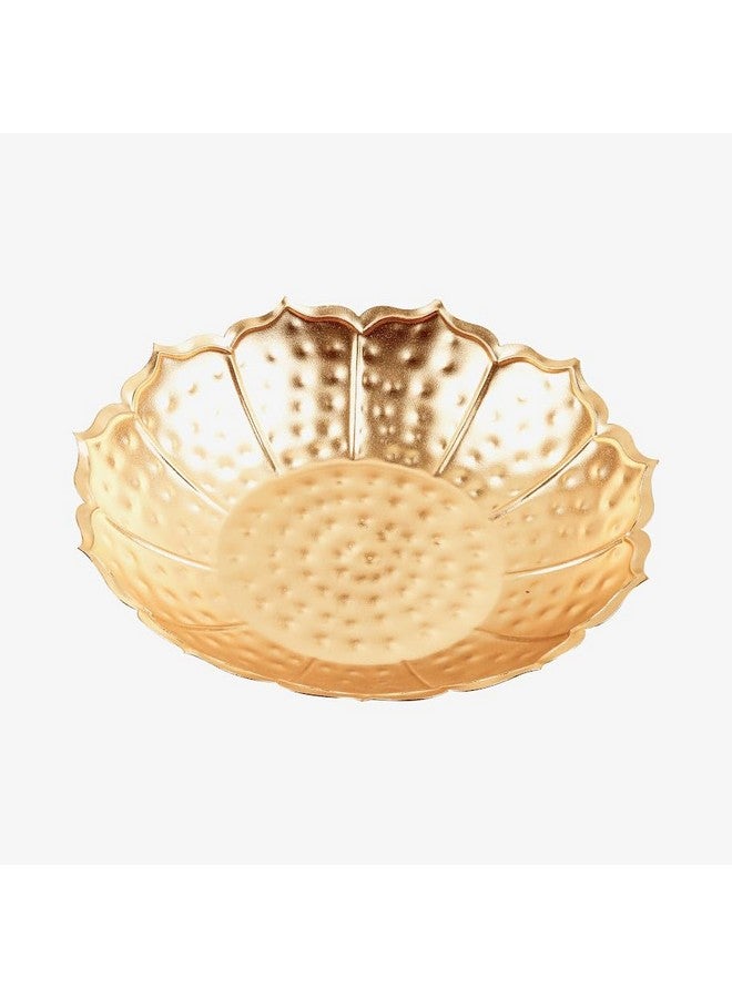 Klassic 12Inch Decorative Floral Urli Bowl | For Floating Flowers & Tea Light Candles | Diwali Decoration Items For Home | Aluminium | (Glossy Golden,Pack Of 1) - Image 4