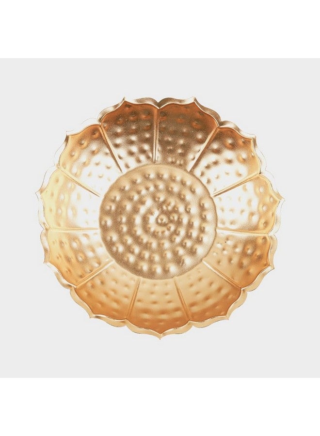 Klassic 12Inch Decorative Floral Urli Bowl | For Floating Flowers & Tea Light Candles | Diwali Decoration Items For Home | Aluminium | (Glossy Golden,Pack Of 1) - Image 5