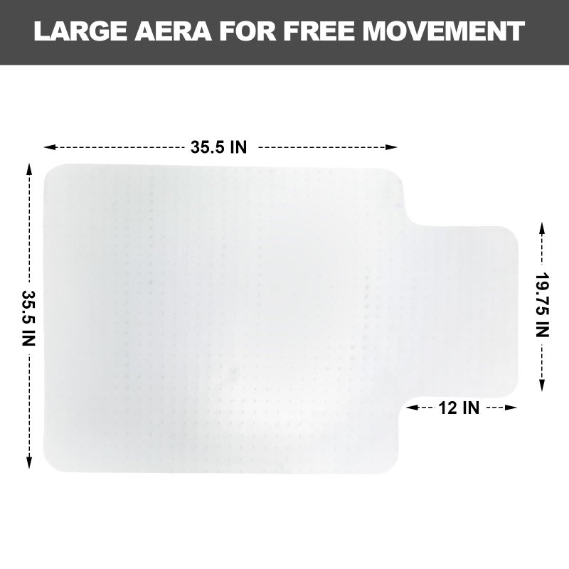 TONOS Chair Mat for Carpet- Low Pile (1/4" Thick) Carpet Protector for Office Gaming Computer Desk Chair. Heavy Duty Desk Chair Mat for Carpeted Floors, Semi Transparent - Image 5