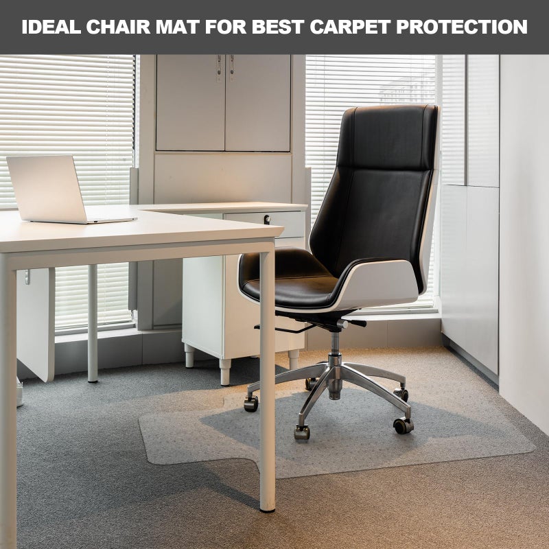 TONOS Chair Mat for Carpet- Low Pile (1/4" Thick) Carpet Protector for Office Gaming Computer Desk Chair. Heavy Duty Desk Chair Mat for Carpeted Floors, Semi Transparent - Image 3