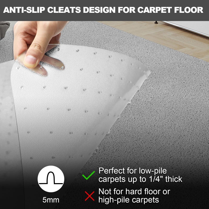 TONOS Chair Mat for Carpet- Low Pile (1/4" Thick) Carpet Protector for Office Gaming Computer Desk Chair. Heavy Duty Desk Chair Mat for Carpeted Floors, Semi Transparent - Image 4