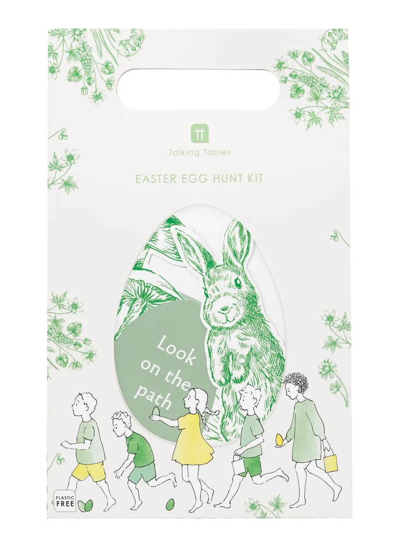 Talking Tables Talking Tables Egg Hunt Kit | 29 Pieces, Easter Props for Kids, Signs, Bunny Feet, Clues, Treat Bags, Family Fun, Green
