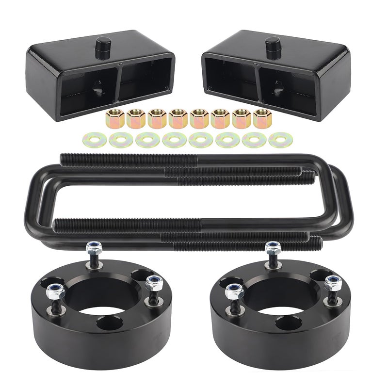 PROEZE 3 Front 2 Rear Leveling Lift Kit for 20042023 Titan 3 Front Strut Spacers and 2 Black Leveling Lift Block Kit Extended Square UBolts Compatible with 20042023 Titan 2WD4WD 2X24X4