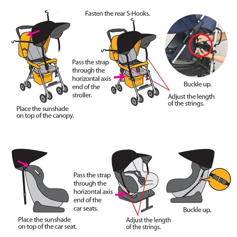 Manito Sun Shade for Strollers and Car Seats (Black) UPF 50+ - Image 4