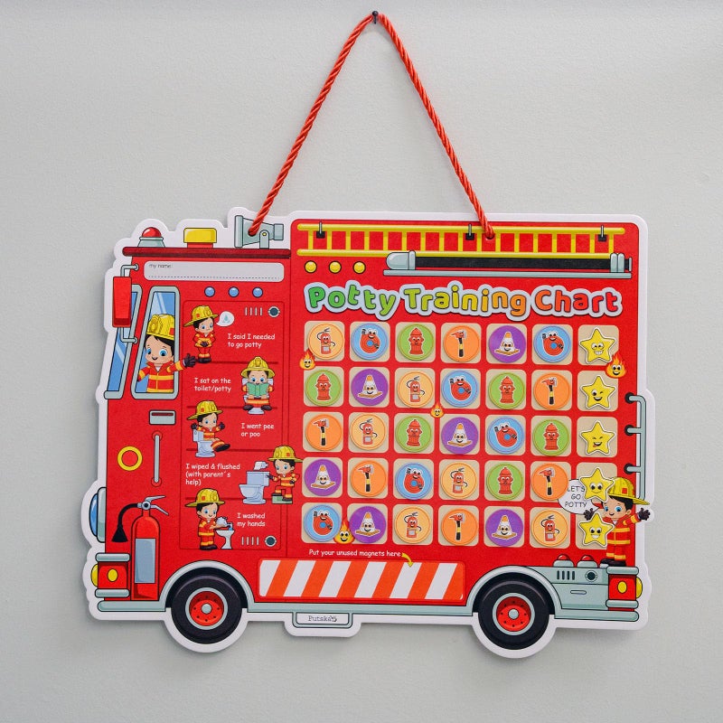 Putska Potty Training Chart with 35 Stickers, 3 Reminder Stickers and Crown for Toddlers Boys and Girls - Potty Training Rewards for Kids - Fireman - Image 3
